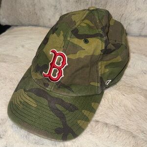 Camo Baseball Cap with Red Logo